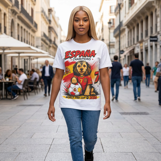 España Champions T-Shirt — Cute Puppy Soccer Fan Spain World Cup Shirt