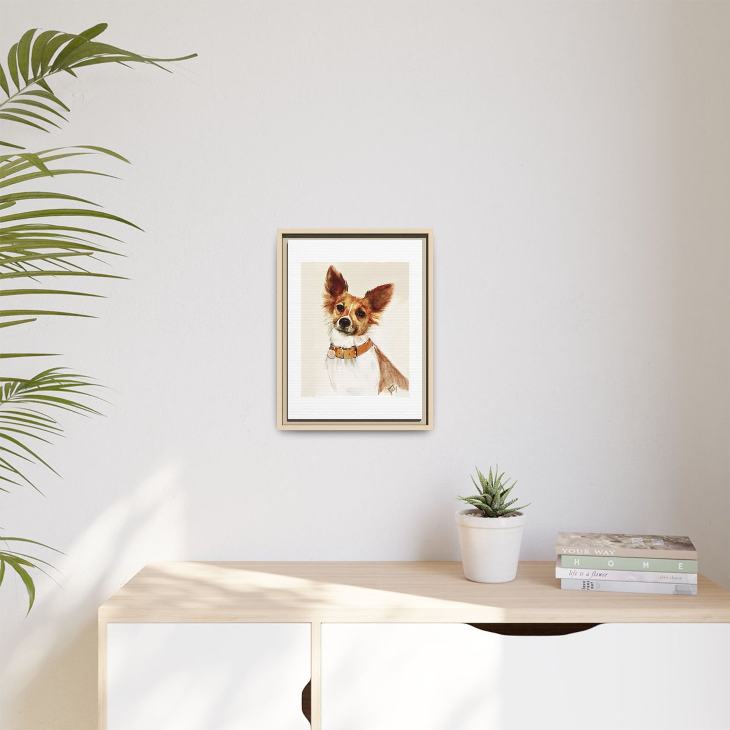 Framed Matte Canvas Dog Portrait by Taty– Watercolor Pet Art Print