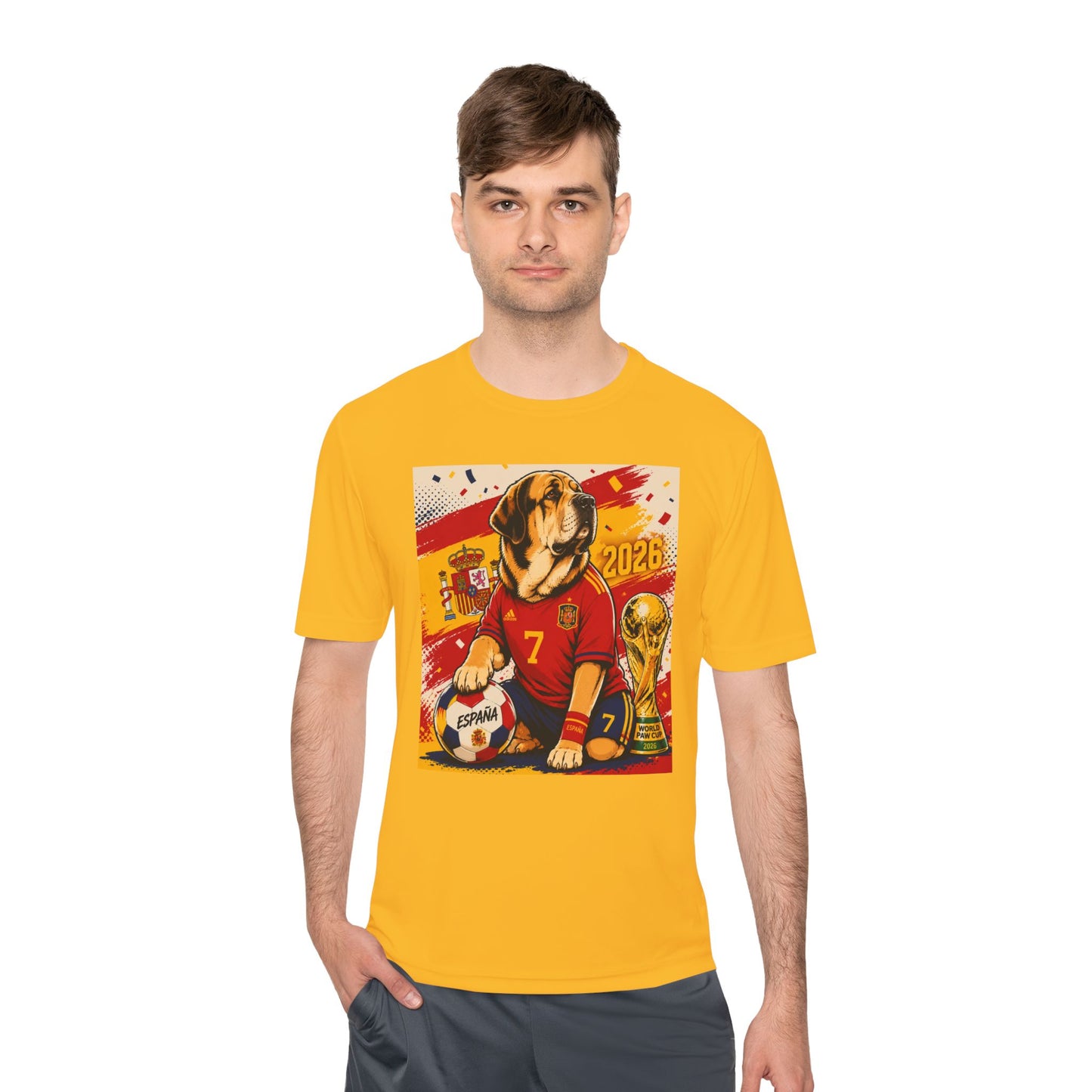 Spain Soccer Dog Graphic Tee — 2026 World Cup Fan Shirt