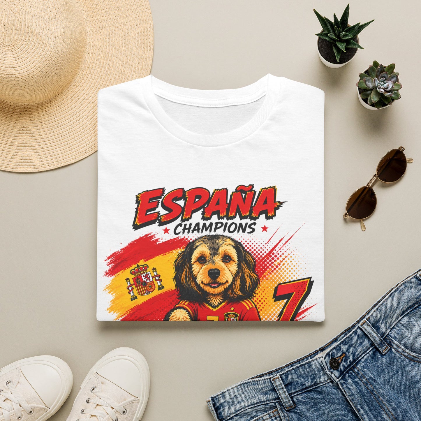España Champions T-Shirt — Cute Puppy Soccer Fan Spain World Cup Shirt