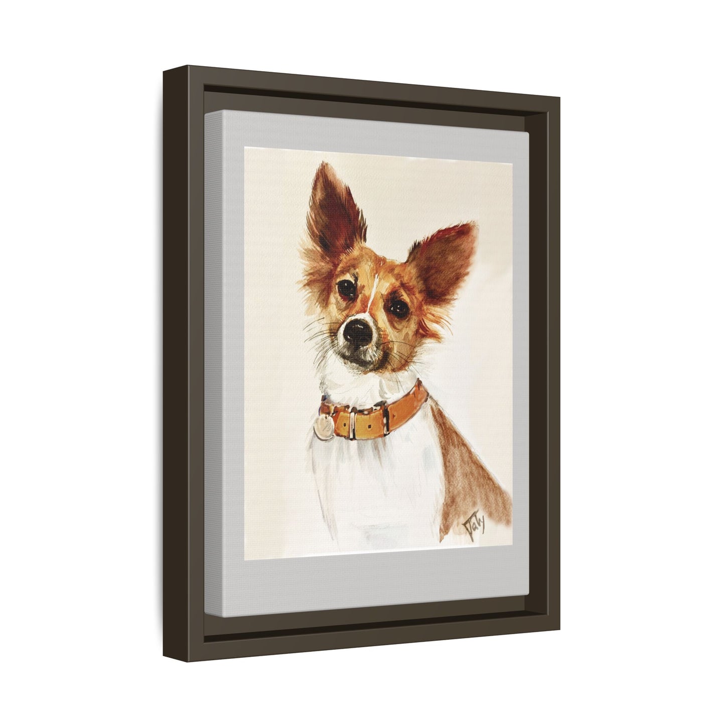Framed Matte Canvas Dog Portrait by Taty– Watercolor Pet Art Print