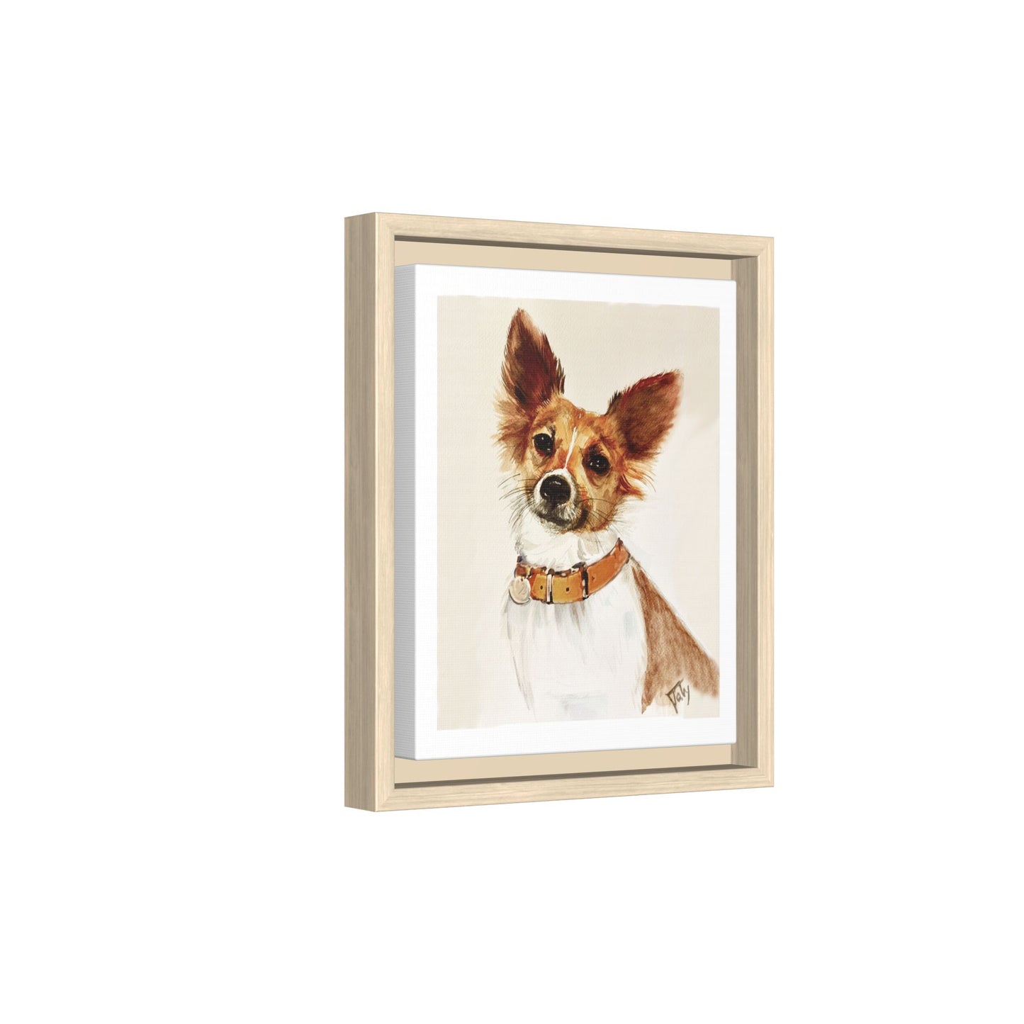 Framed Matte Canvas Dog Portrait by Taty– Watercolor Pet Art Print