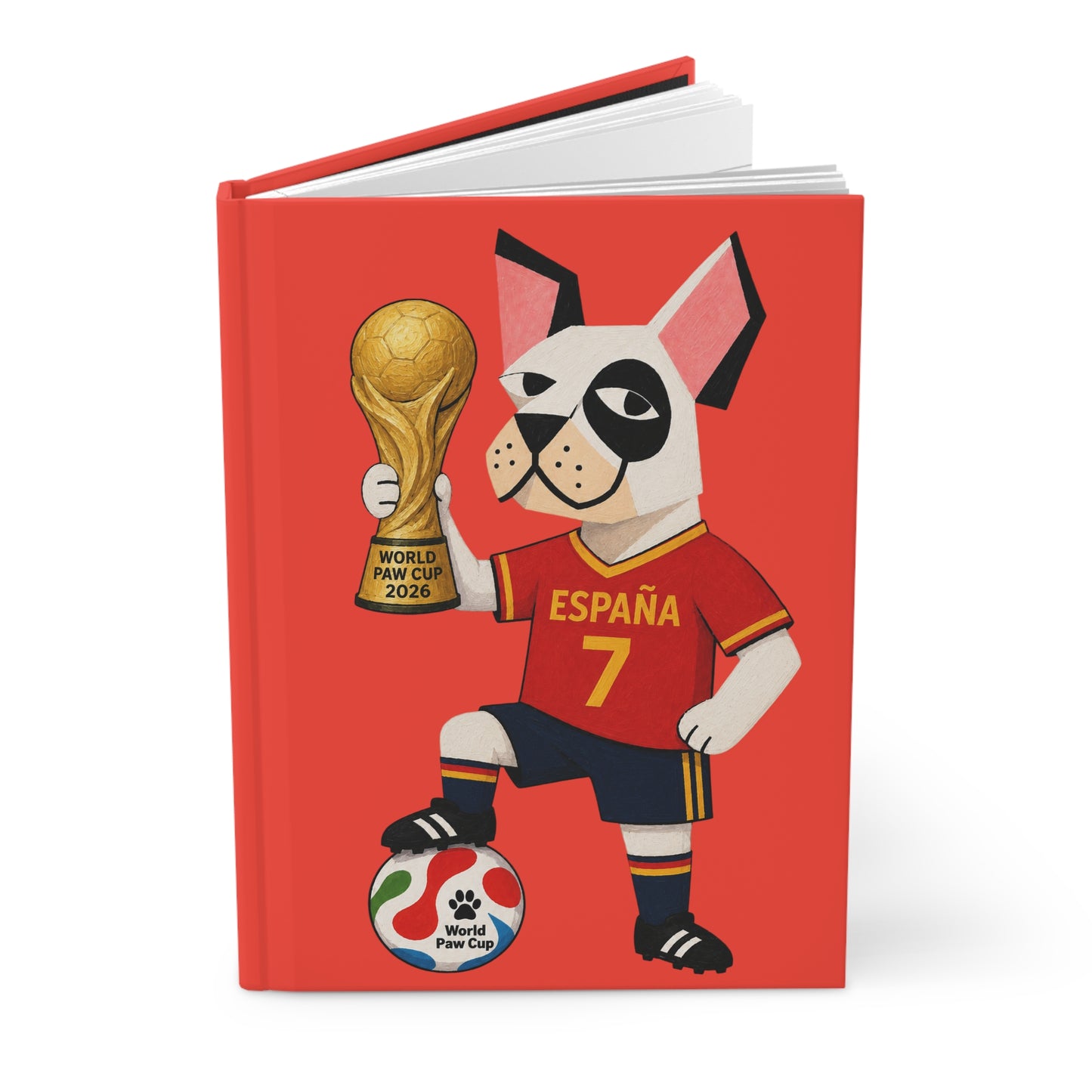 Spain Soccer Dog Hardcover Journal 7— "España" Paw Cup 2026 Notebook