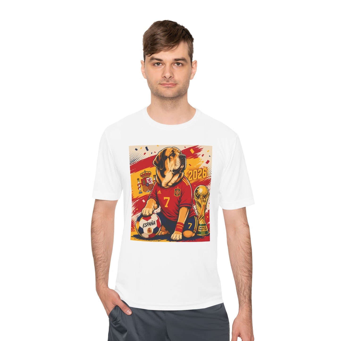 Spain Soccer Dog Graphic Tee — 2026 World Cup Fan Shirt