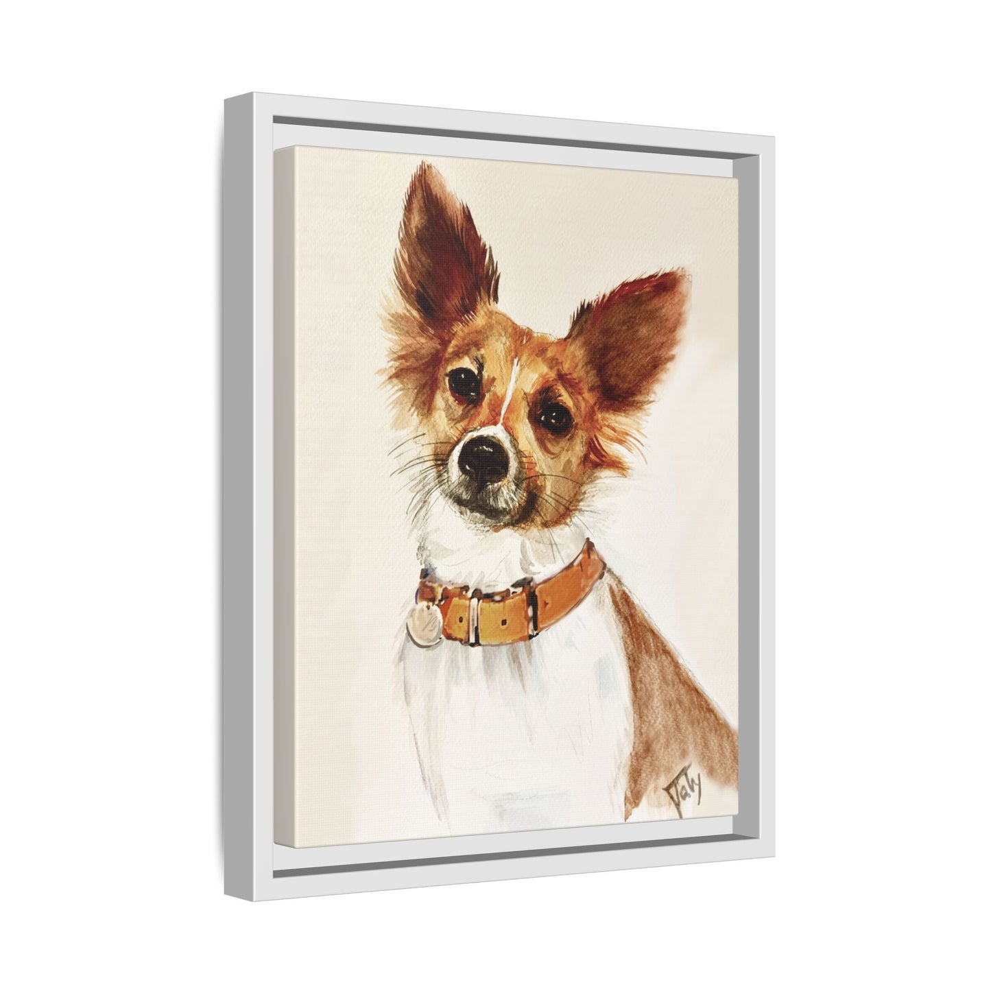 Framed Matte Canvas Dog Portrait by Taty– Watercolor Pet Art Print