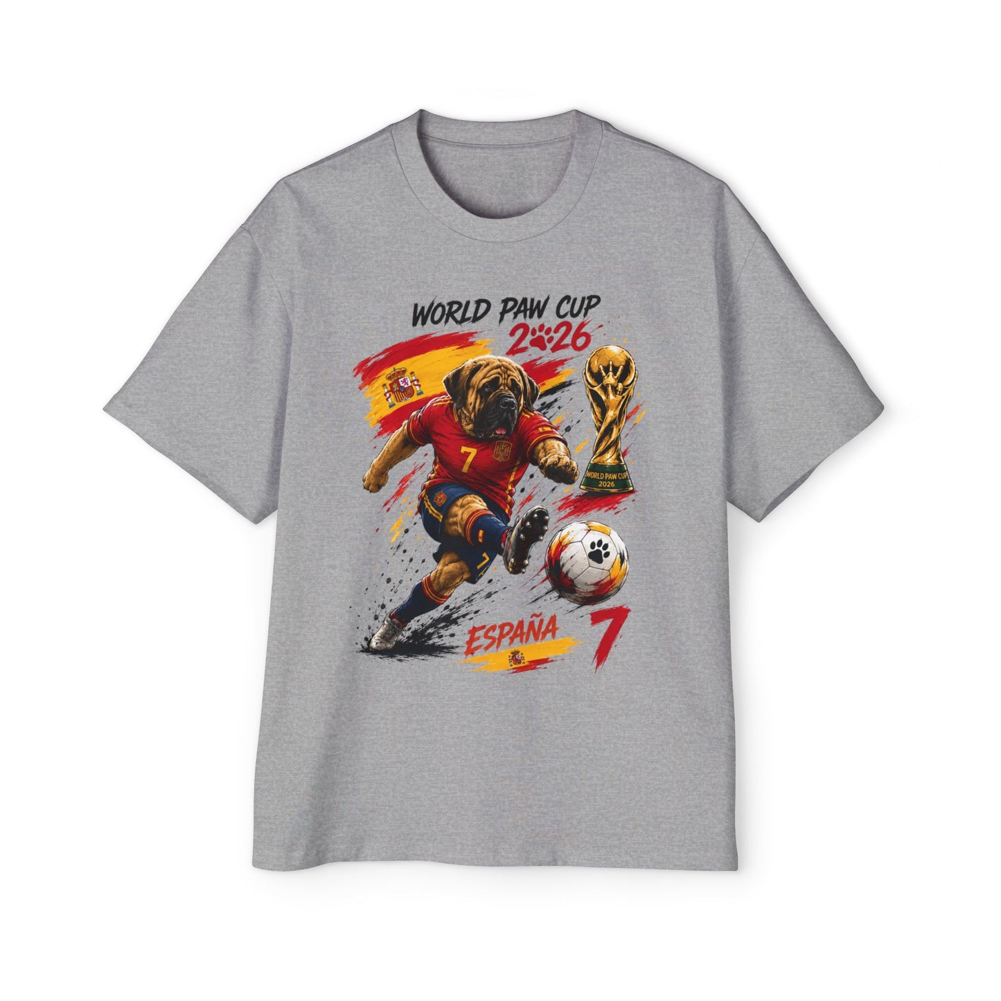 Oversized Spain World Cup Soccer Tee — 'World Paw Cup 2026' Graphic Shirt