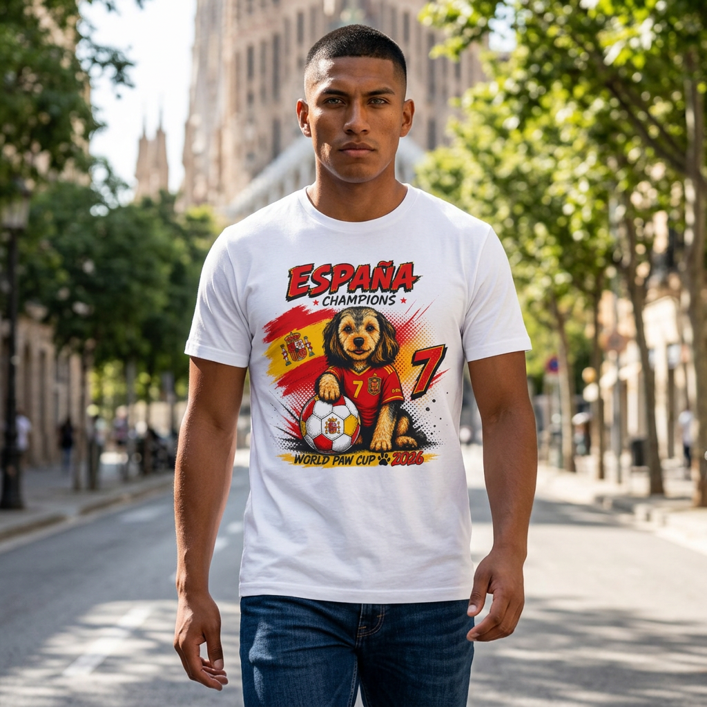 España Champions T-Shirt — Cute Puppy Soccer Fan Spain World Cup Shirt