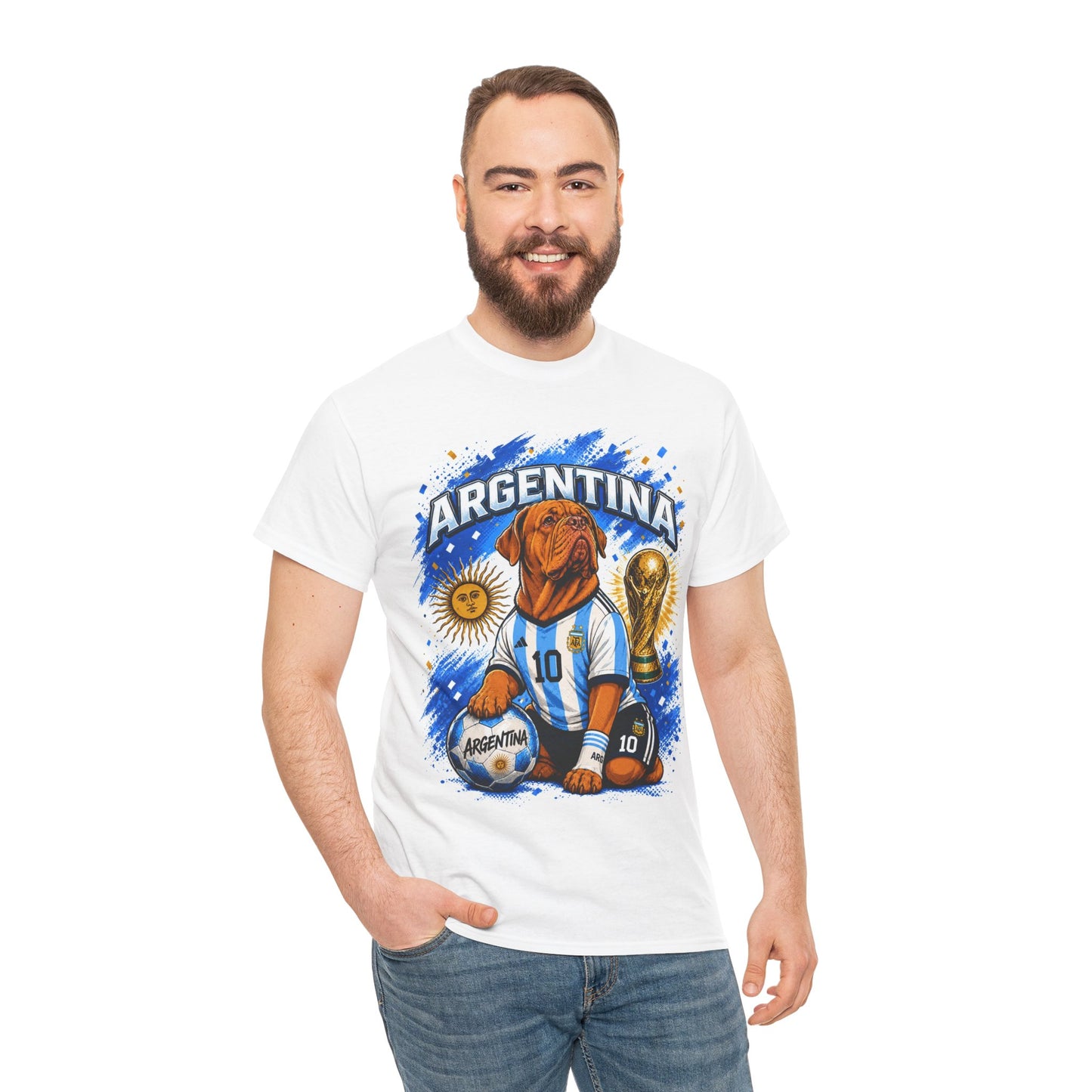 Argentina Soccer Dog T-Shirt — World Cup Fan Tee (10 Jersey)