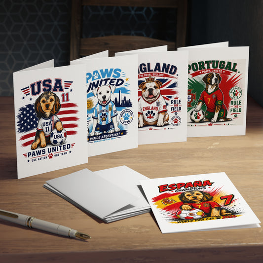 World Paw Cup2026  Greeting Cards Set — 5-Pack International Paws United Designs