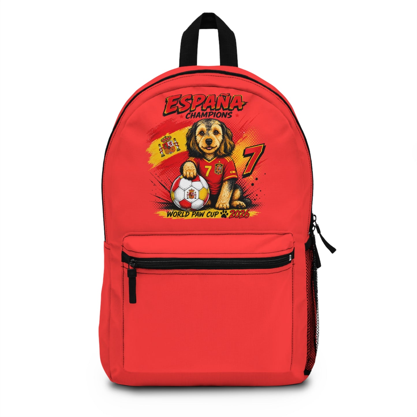Spain Soccer Puppy Backpack – España Champions Dog with Ball (Number 7)