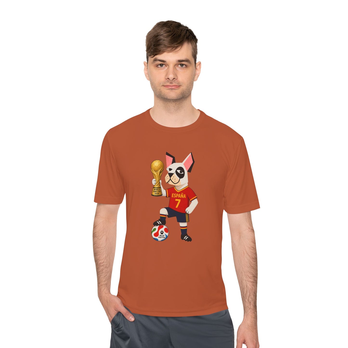 Spain Soccer Bulldog Tee 7— World Cup Champion Graphic Football Shirt