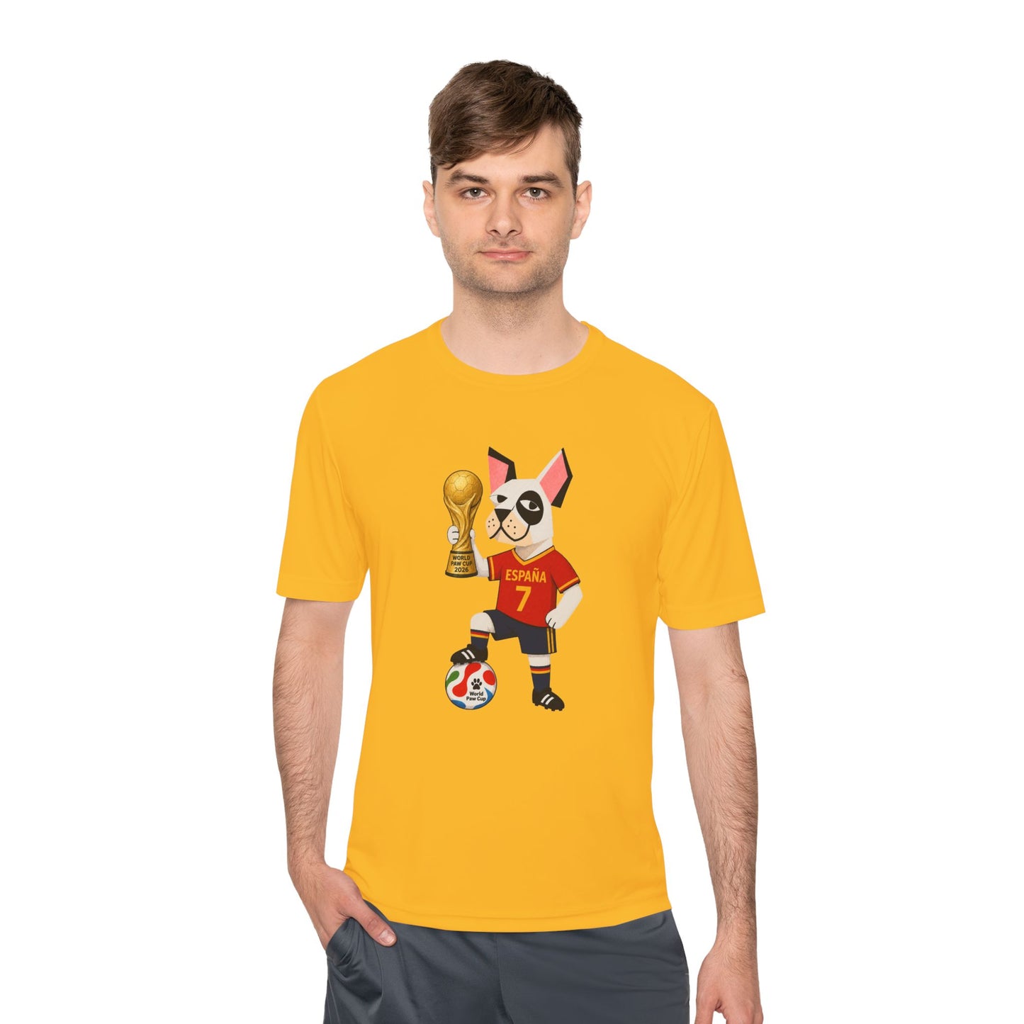 Spain Soccer Bulldog Tee 7— World Cup Champion Graphic Football Shirt